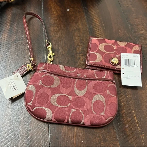Coach Burgundy Wristlet and Wallet - Picture 2 of 6